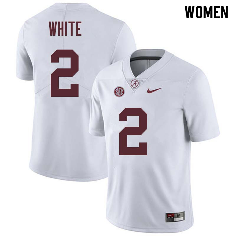 Alabama Crimson Tide Women's DeAndrew White #2 White NCAA Nike Authentic Stitched College Football Jersey MX16N62ZE